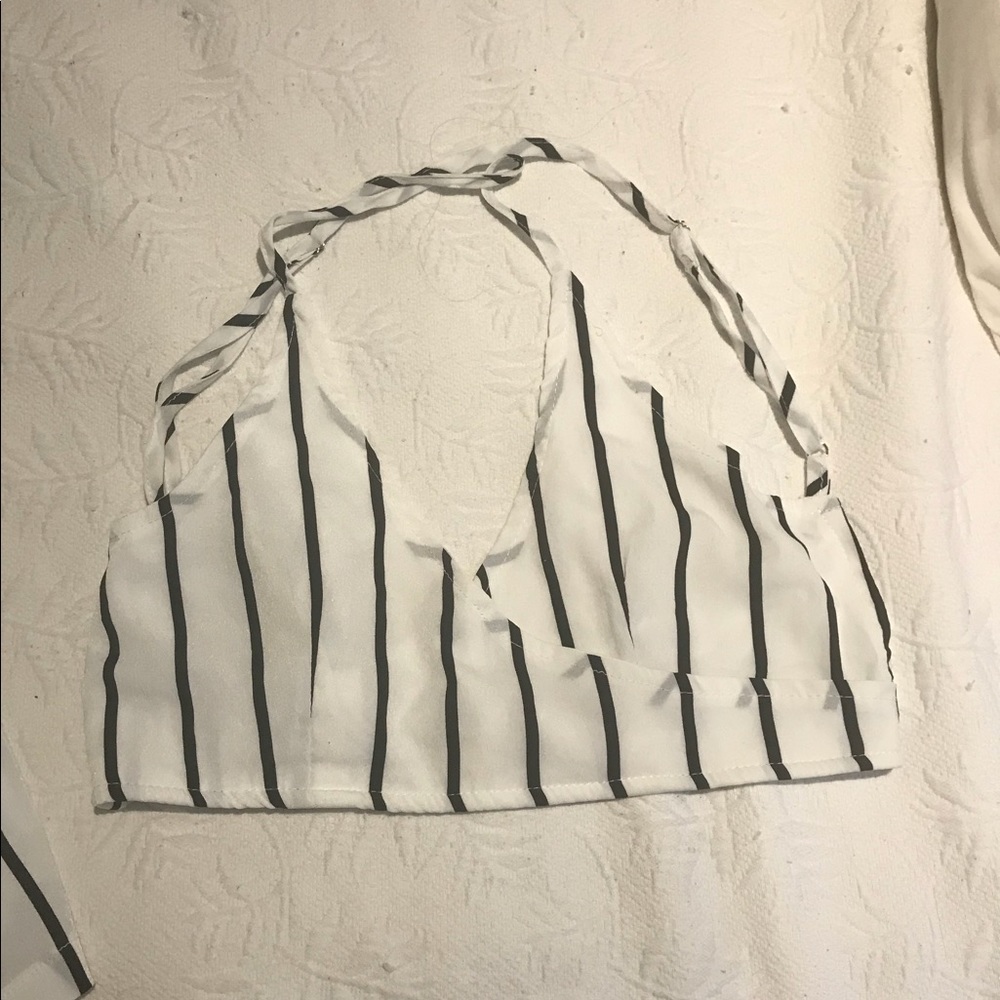 White and Black Striped Top